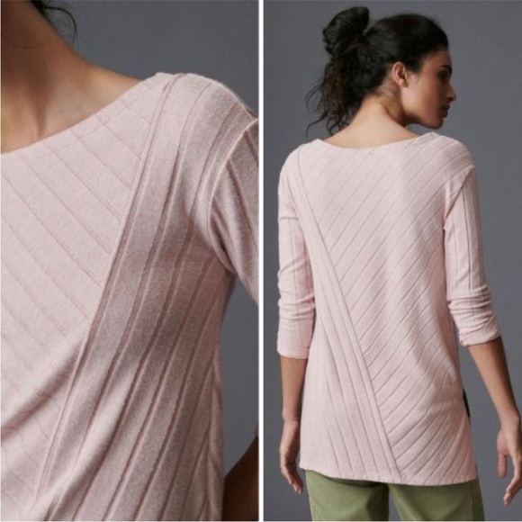 Maeve by Anthropologie Textured Diagonal Knit Tunic Blush Pink Size Medium EUC - Picture 1 of 12